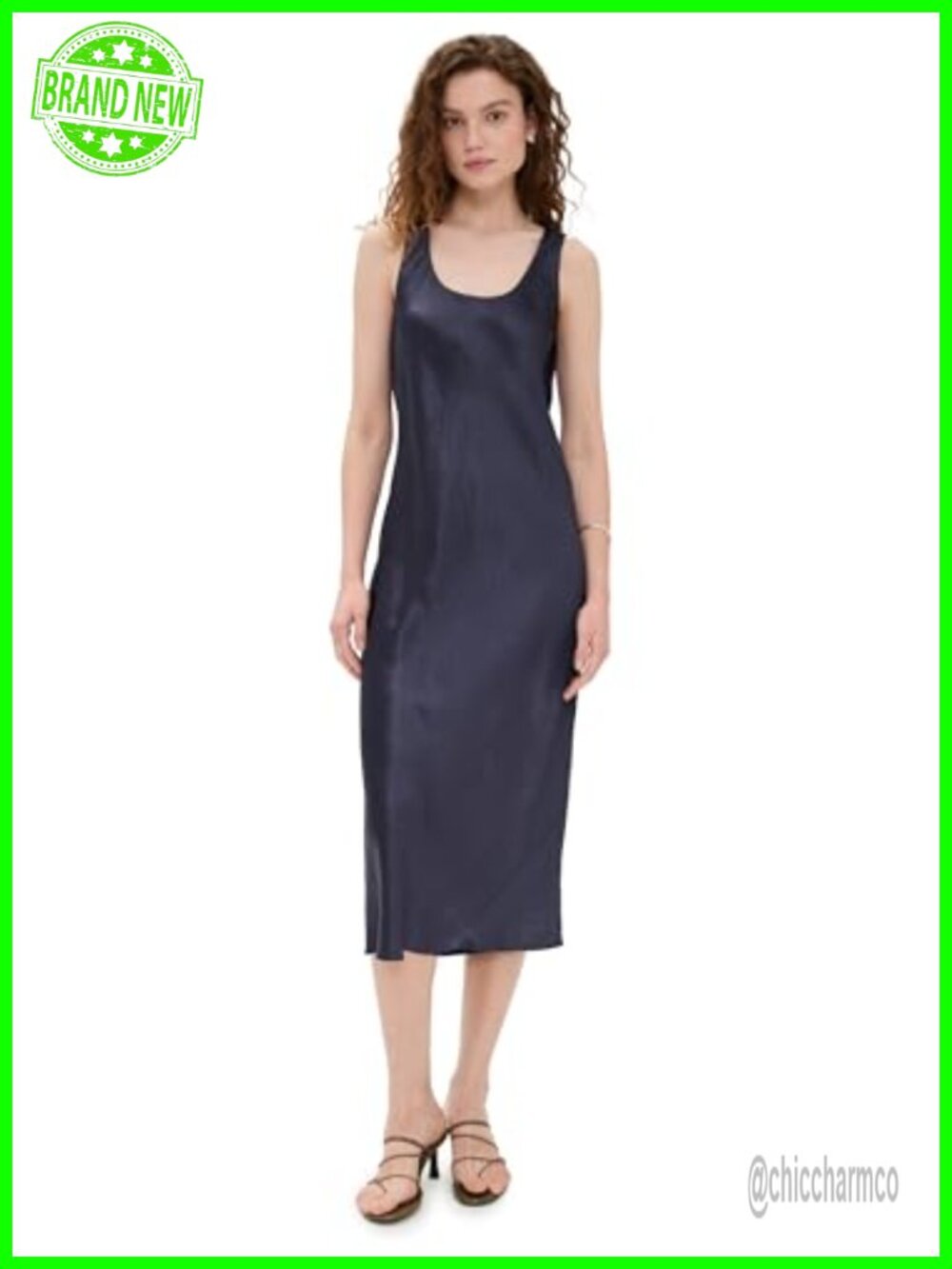 Bias Tank Dress Midi Sleeveless Pull On Loose fit Spring Summer